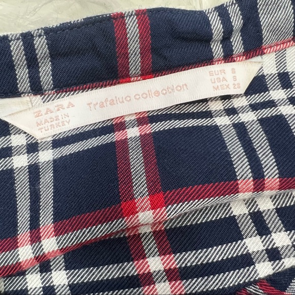 Zara Plaid Button Down Blue Red Size Small Women’s Long Sleeve Shirt - Picture 7 of 7